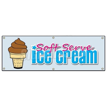 Signmission SOFT SERVE CHOCOLATE ICE CREAM BANNER SIGN cone sundae banana split shake B-72 Soft Serve Chocolate